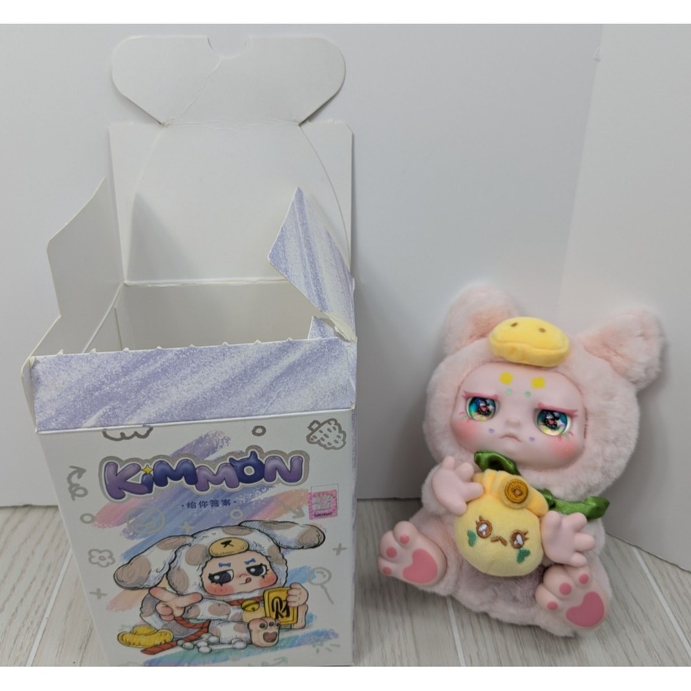 Kimmon Give You The Answer Series Unable to Move pink yellow pig plush doll